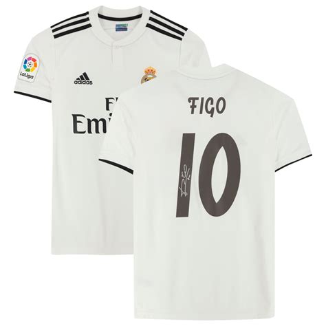 Luis Figo Real Madrid Autographed 2018-19 Home Jersey with Fan Style ...