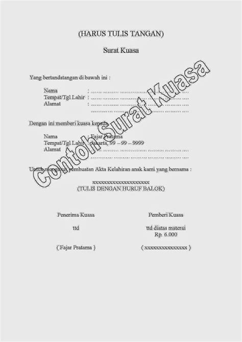 Contoh Surat Kuasa Format Yang Baik dan benar | Karya Tulis