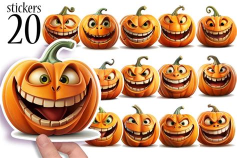 Jack o Lantern Face Halloween Printable Die Cut Stickers PNG