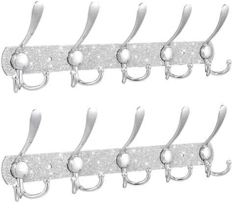 Amazon.com: Barydat 2 Pcs Rhinestones Wall Mounted Coat Rack 5 Triple ...