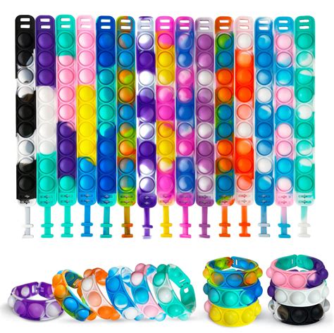 Buy 30PCS Pop it Fidget Toys Pop it Bracelet | Durable and Adjustable Popits Kids Toys ...