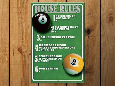 Pool Room House Rules Metal Sign 12x18 Man Cave by SmokieValley