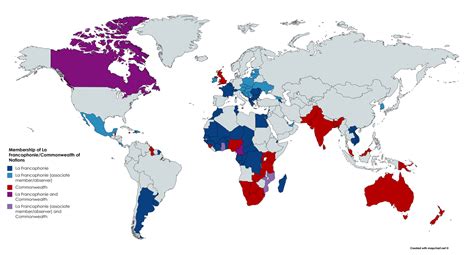 Membership of La Francophonie/Commonwealth of... - Maps on the Web