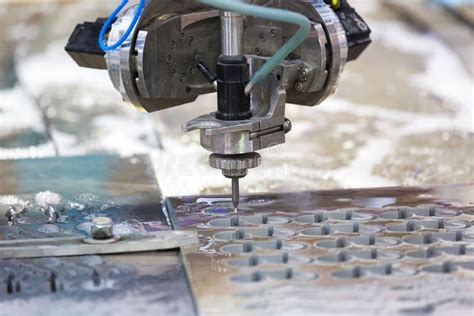 Waterjet Metal Cutting by Cnc Program Stock Photo - Image of flowing, plate: 95132778