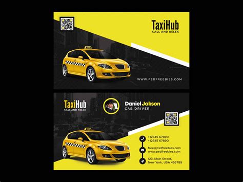 Free Taxi Service Business Card Template (PSD)