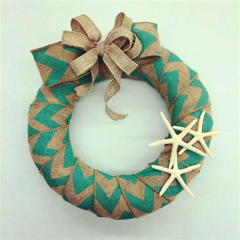 Ben Franklin Crafts Hawaii- beautiful wreath with Chevron Burlap ribbon and starfish | Chevron ...