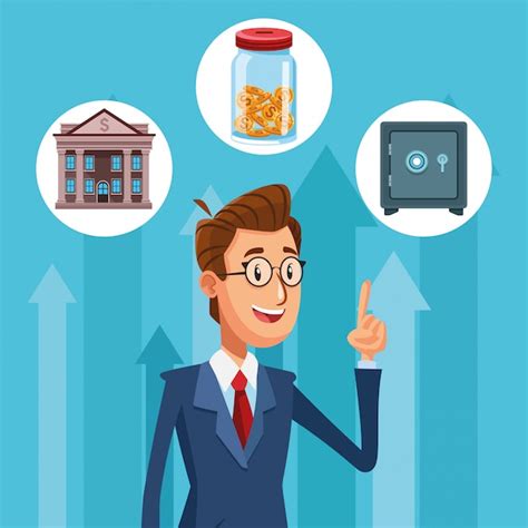 Businessman banker cartoon Vector | Premium Download