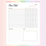 Chore Chart Template PDF | A4 & US Letter Sizes | Instant Download Printable – Plan Print Land