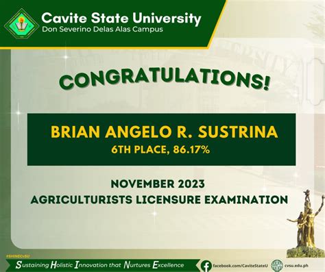 CvSU’s Sustrina ranks 6th in agriculturists licensure exam – Cavite ...