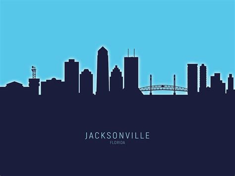 Jacksonville Florida Skyline Digital Art by Michael Tompsett | Fine Art ...