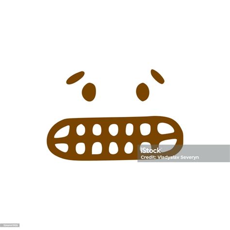 Grimacing Face Doodle Icon Emoticon In Hand Drawn Style Isolated On ...