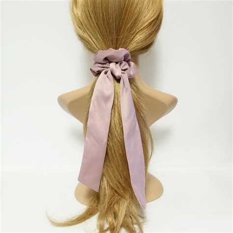 Solid satin long tail scrunchies bow knot hair tie scrunchies | Hair ties, Beautiful hair ...