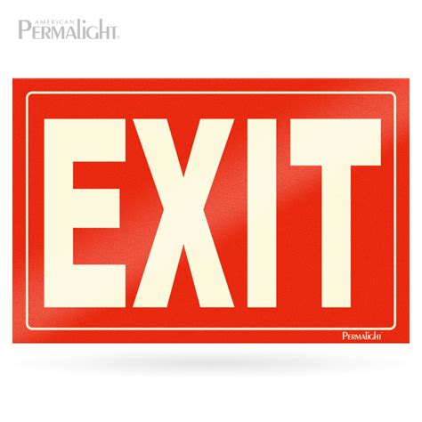 Red Exit Sign, Rigid, Photoluminescent Lettering (12 in x 8 in) – American PERMALIGHT® | Shop