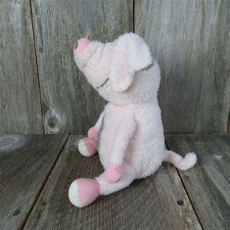 Pig Plush People Pals Patch Pink Grey Stuffed Animal Cartoon Weighted ...