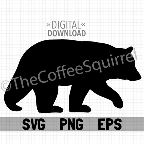 Black Bear Silhouette Digital Download SVG File PNG, EPS Wildlife Wild Animal Lover Silhouette ...