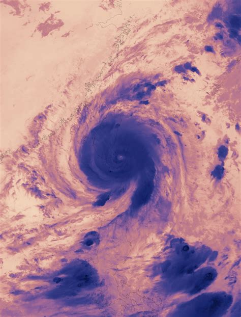 Super Typhoon Nepartak (02W) over Taiwan (thermal image)