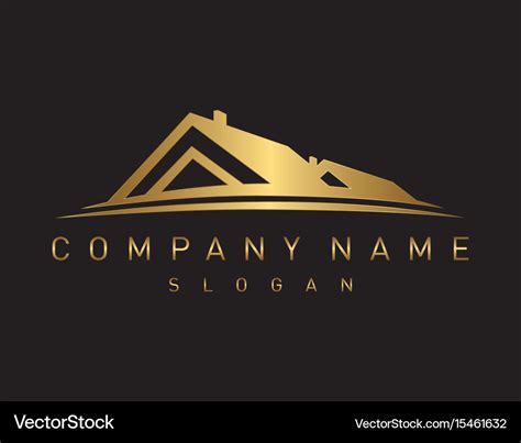 Gold real estate logo Royalty Free Vector Image