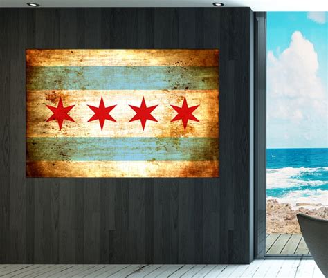 Chicago flag canvas wall art art print large canvas wall art | Etsy