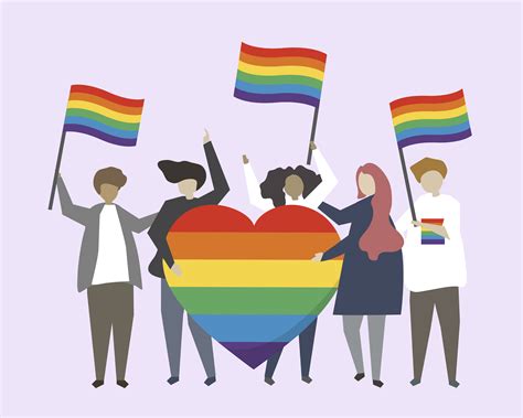 People with LGBTQ rainbow flags illustration - Download Free Vectors, Clipart Graphics & Vector Art