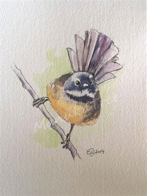 Pīwakawaka - NZ native fantail - SOLD | Bird drawings, Nz art, Bird art