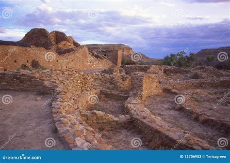 Chaco Canyon Ruins with Storm Approaching Stock Image - Image of ...