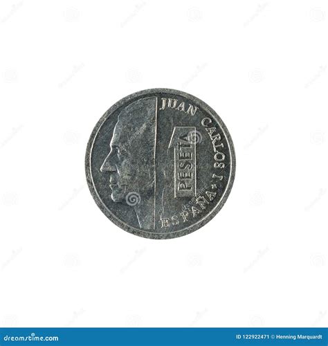 One Spanish Peseta Coin 1990 Isolated On White Background Stock Image ...