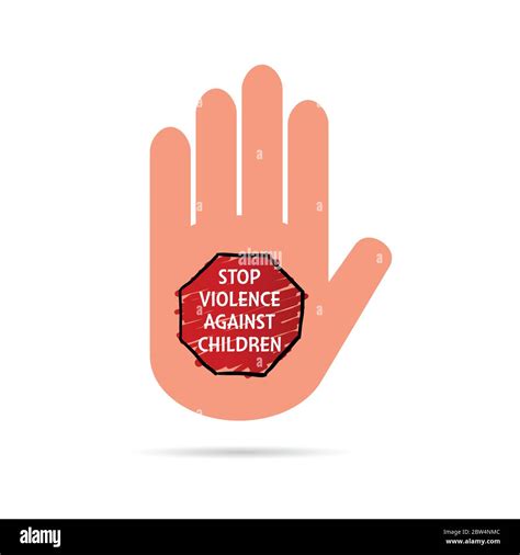 stop violence against children sign on hand colorful art illustration ...