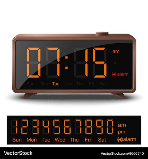 Retro digital alarm clock with orange numbers Vector Image