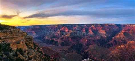 Sunset Above South Rim of Grand Canyon from the Mather Point Stock Image - Image of scenery ...