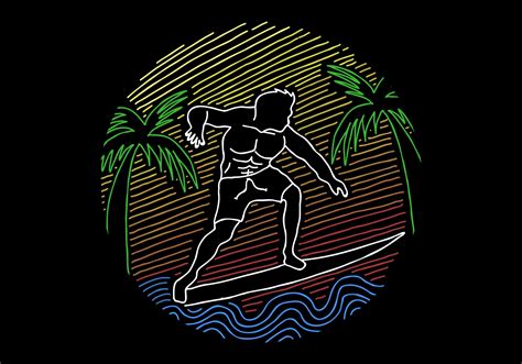 Surfing vintage line art illustration 690171 Vector Art at Vecteezy