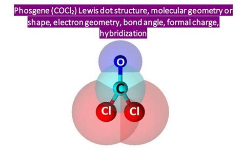 Phosgene (COCl2) Lewis dot structure, molecular geometry or shape, electron geometry, bond angle ...