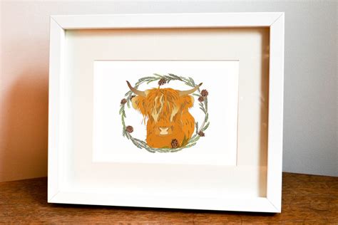 Highland Cow, Scottish Art, Animal Art, Scottish Keepsake, Scottish Wildlife, Gifts From ...