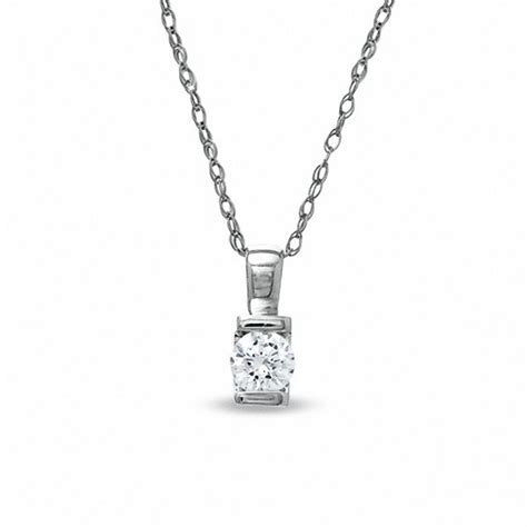 Diamond Accent Solitaire Pendant in 10K White Gold | Diamond Necklaces | Necklaces | Zales