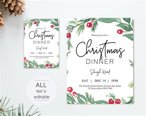 Christmas Dinner Invitation Poster Editable Invitation | Etsy