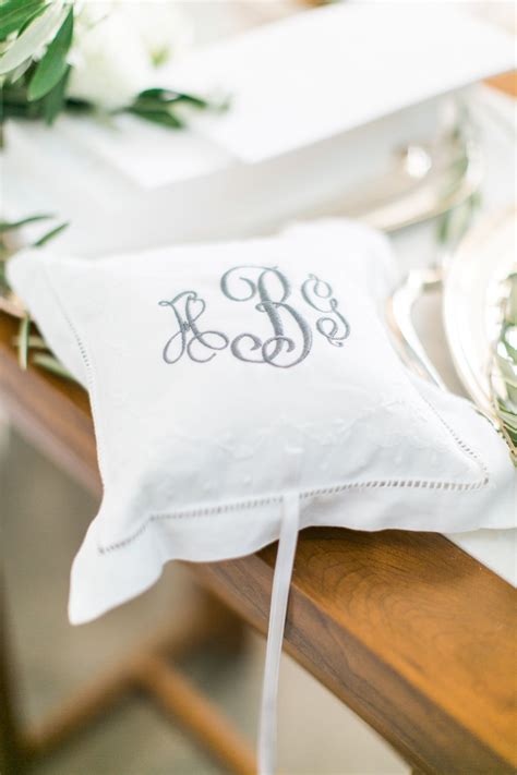 Monogrammed Wedding Ring Pillow