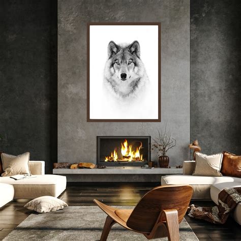 Black and White Wolf Art Print Wild Animal Wall Art Unframed - Etsy