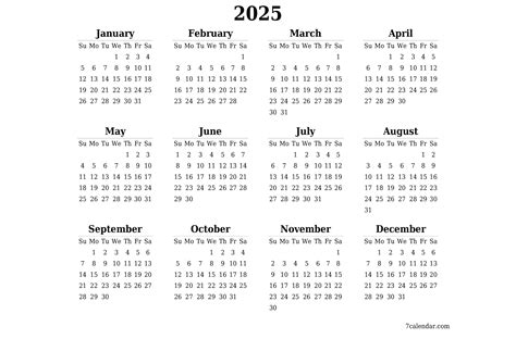 2025 Calendar Printable