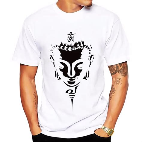 NEW Tops Tees summer short sleeve casual Buddha Tshirt men Comfortable Buddhism religious belief ...