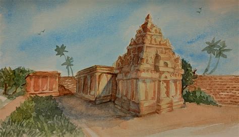 Tried painting a South Indian temple - CC welcome : r/Watercolor