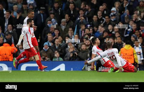 Monaco's Radamel Falcao celebrates scoring his sides third goal during ...