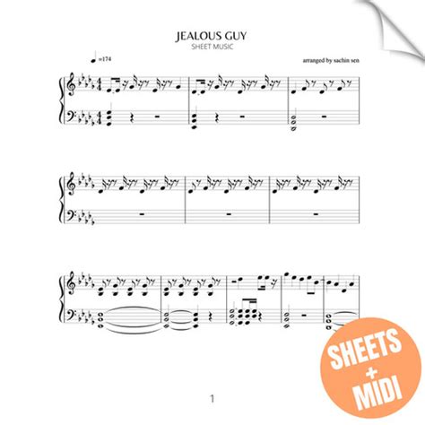 Jealous Guy (SHEET MUSIC & MIDI) | Sachin Sen