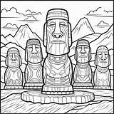 Midjourney Prompt Easter Island Moai Coloring Page  Library sketch template