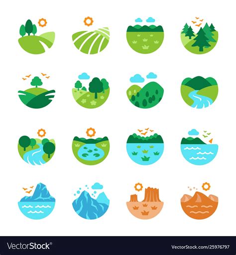 Landscape icon set Royalty Free Vector Image - VectorStock