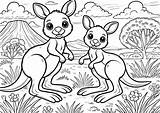 Two kangaroos In Australia  Kangaroo Coloring Pages For Kids sketch template
