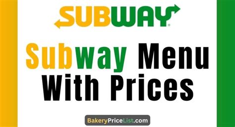 Subway Menu With Prices 2024 [UPDATED]