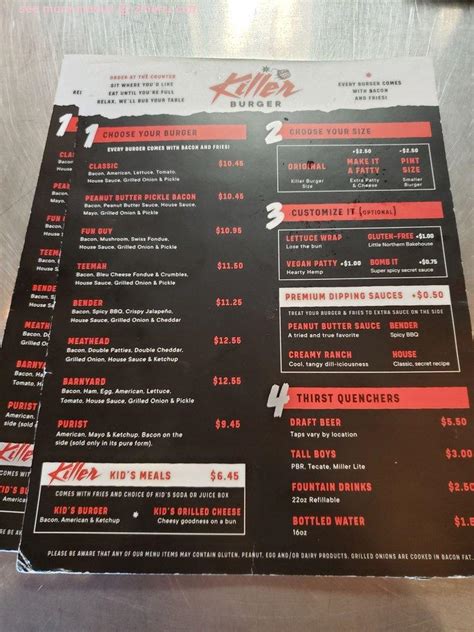 Online Menu of Killer Burger Restaurant, Beaverton, Oregon, 97005 - Zmenu