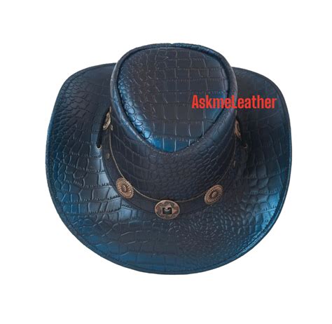 Leather Cowboy Hat Australian Cowboy Hat Handmade Real Leather Cowboy ...