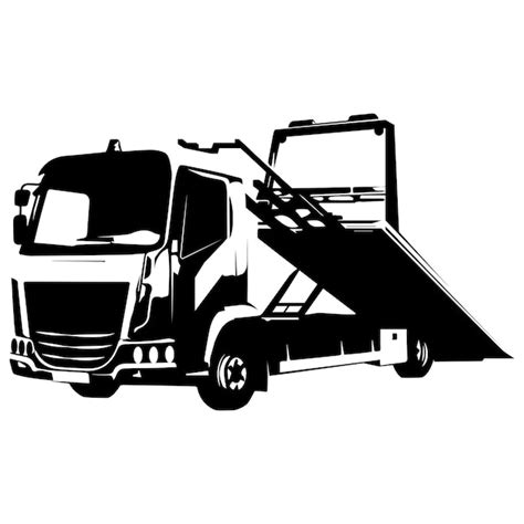 Premium Vector | Car tow truck black silhouette for business