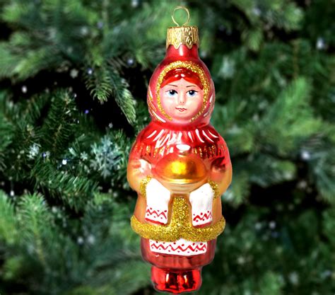 Ukrainian ethnic ornament Christmas folk ornament glass girl | Etsy