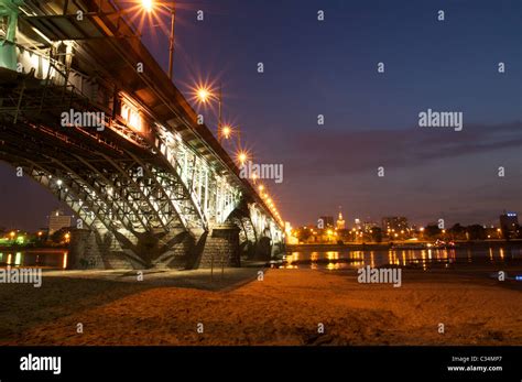 Warsaw skyline ar night Stock Photo - Alamy